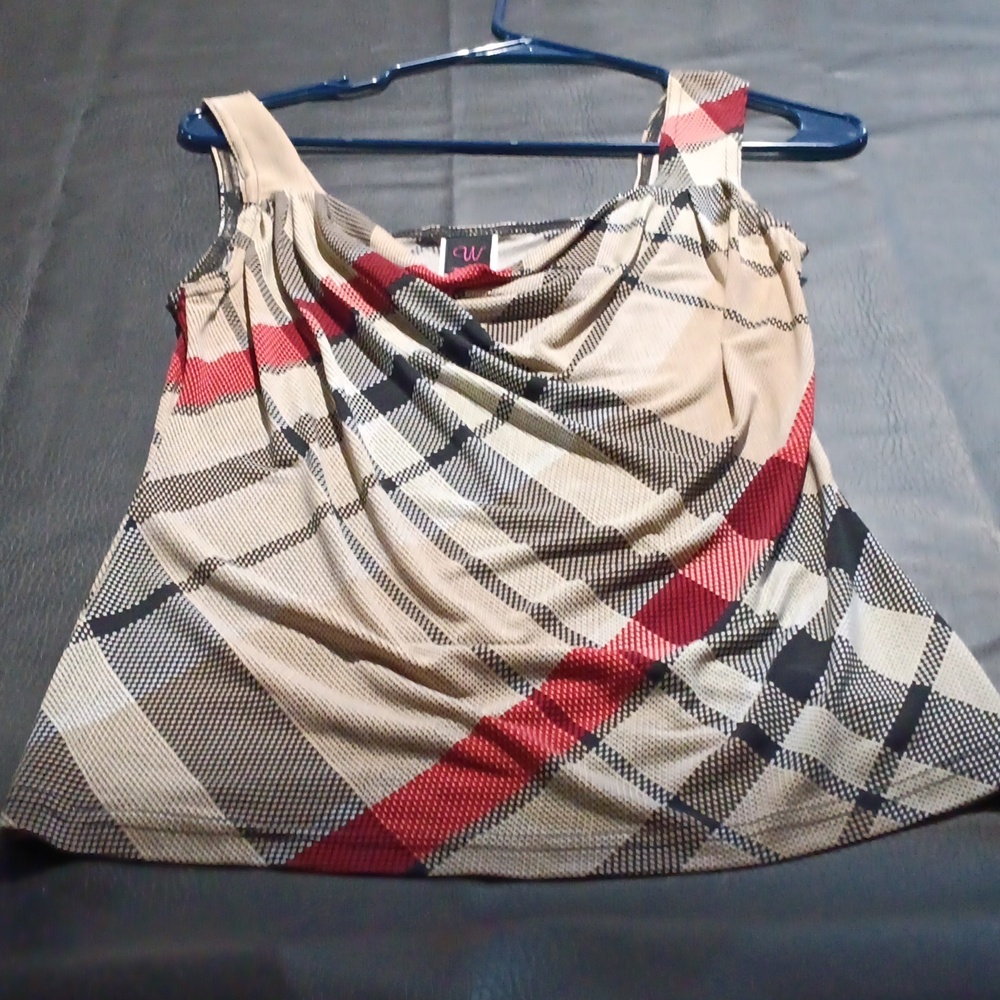 W WRAPPER touched neck poly tank fit S to M